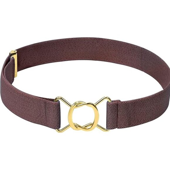 HOLD’EM Kids Belts for Boys Toddler Brass Twisted Elastic Buckle Belt - Brown - Picture 1 of 7